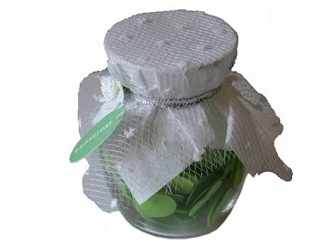 Deko-Raumbedufter Glas gr�ne Herzen/24