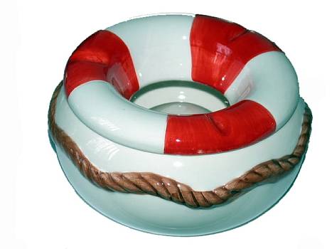 Keramik Aschenbecher rot/weiss/36