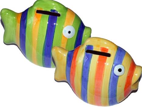 Keramik Sparfigur Fisch 2f.sort./24