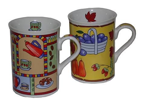 Porz.Tasse 10cm K�che 3f.sort./6