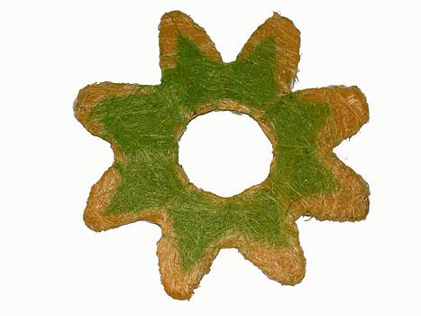 Sisal-Bl�te D15cm gelb-gr�n 4Formen/16