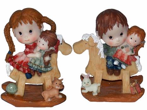 Figur Kinder a.Schaukelpferd 13cm 2f./48