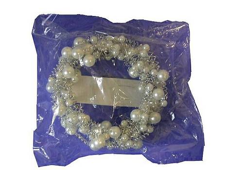 Deko-Perlen am Silberdraht creme/4