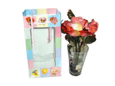 Kunstbl. Rosenbl�te i.Glas 2f.sortiert