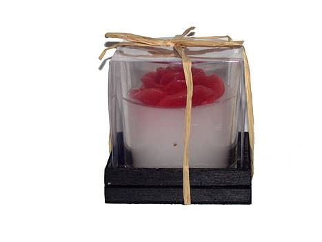 Glas Kerzenhalter gef�llt m.Rose/12